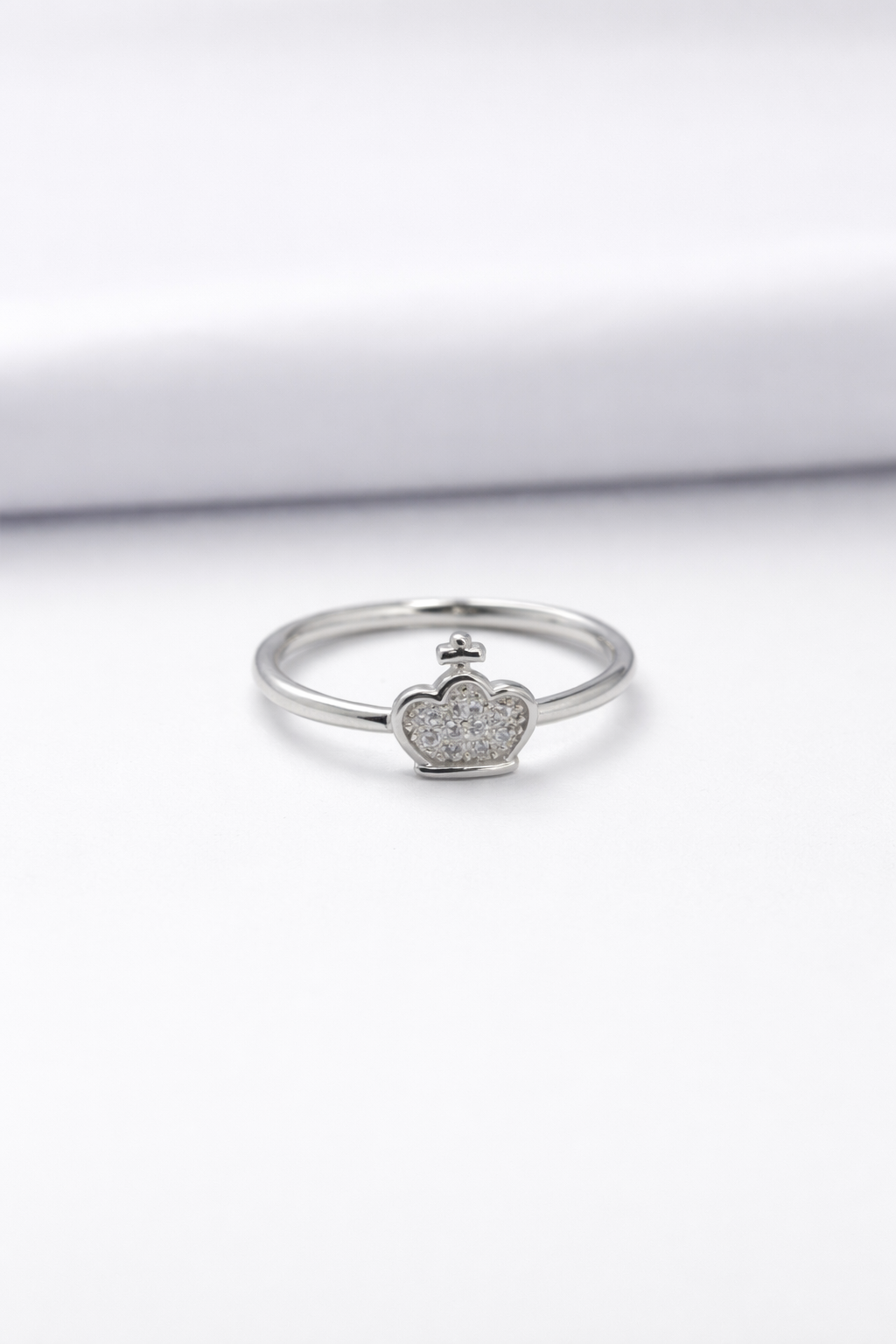 Crowned Heart Silver Ring
