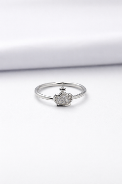Crowned Heart Silver Ring