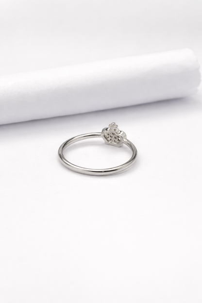 Crowned Heart Silver Ring
