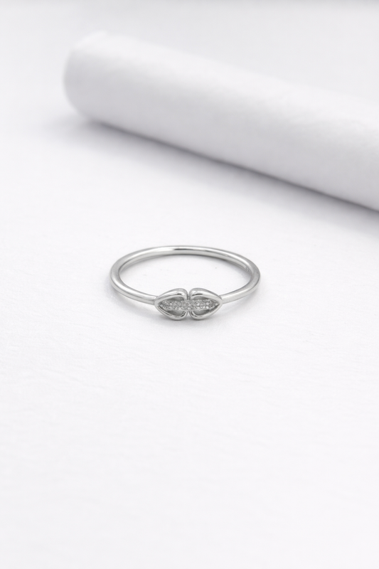 Elegant Twin Heart Silver Ring