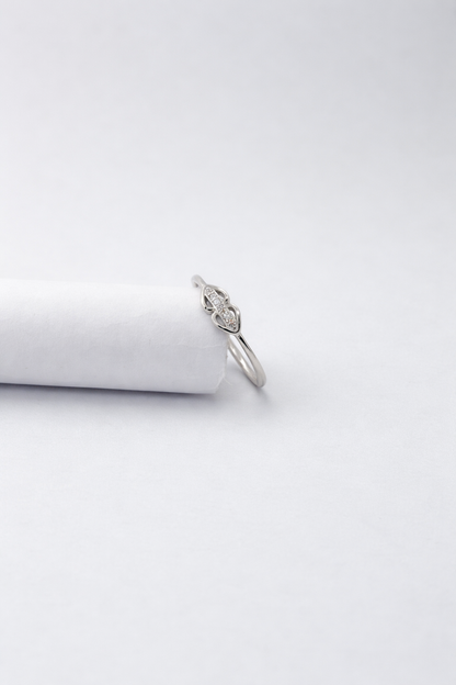 Elegant Twin Heart Silver Ring