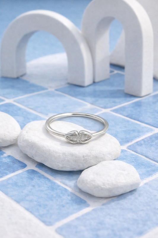 Elegant Twin Heart Silver Ring