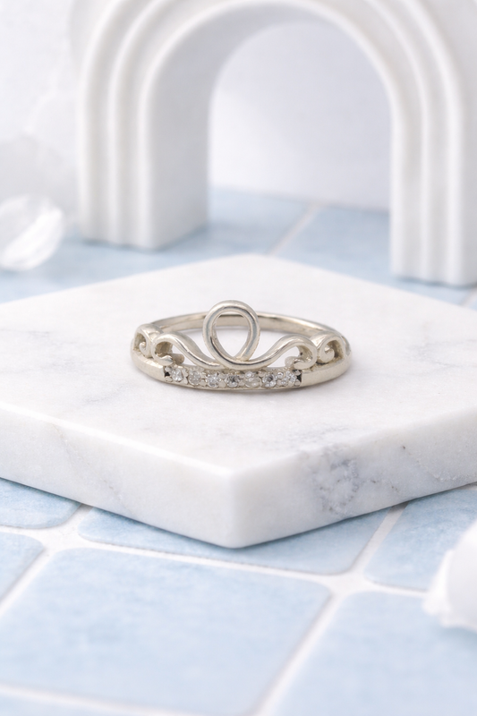 Elegant Loop crown Diamond Ring – 925 Silver