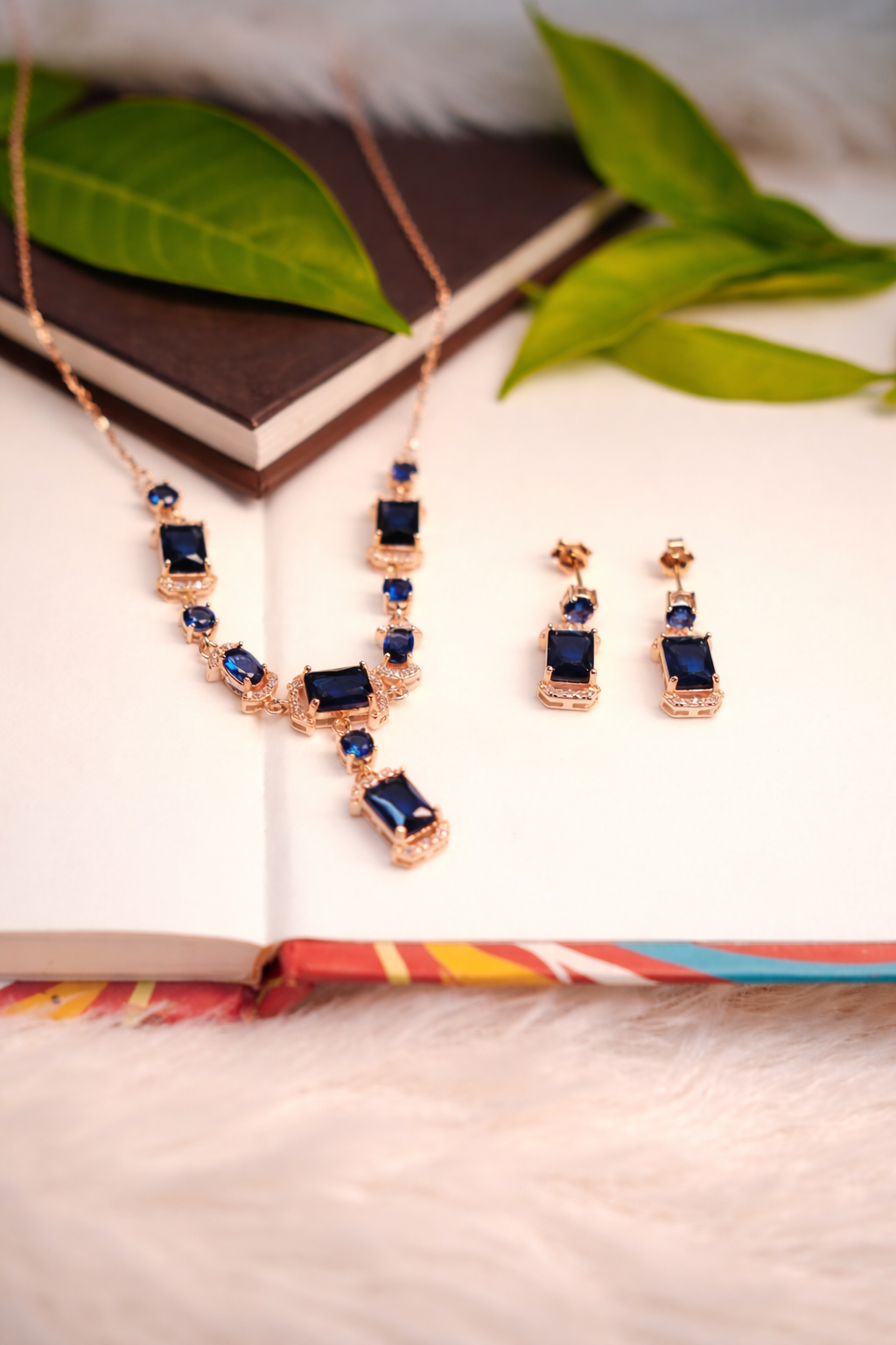 Royal Sapphire Shivara Drop Necklace Set