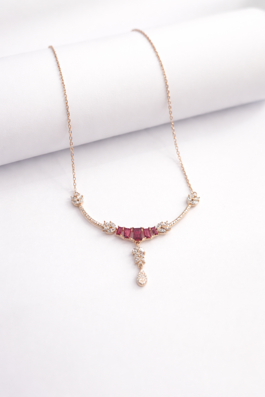 Ruby Glow Shivara Pendant Necklace Set