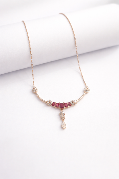 Ruby Glow Shivara Pendant Necklace Set