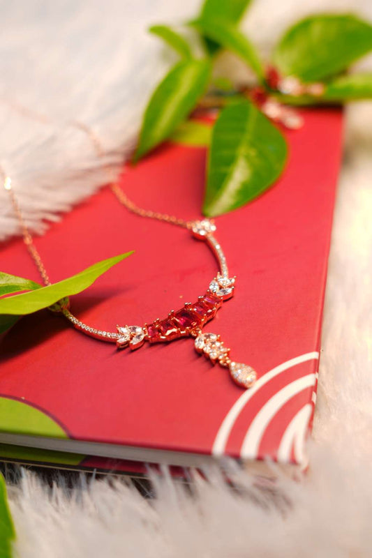 Ruby Glow Shivara Pendant Necklace Set
