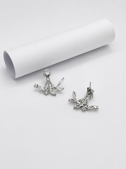 92.5 Sterling silver-Celeste Leaf Spark Stud Earrings