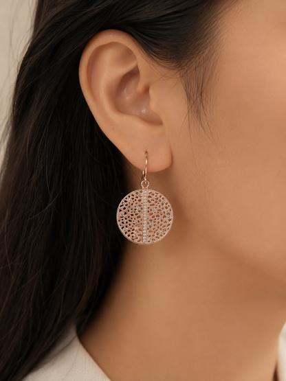 Shivara 92.5 silver-Luna Spark Filigree Drop Earrings