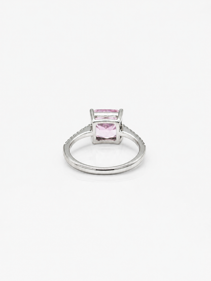 Elegant Pink Square cut Solitaire Ring