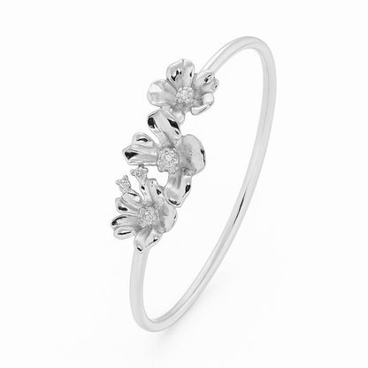 Silver Floral Bloom Bangle