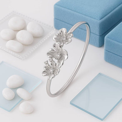 Silver Floral Bloom Bangle