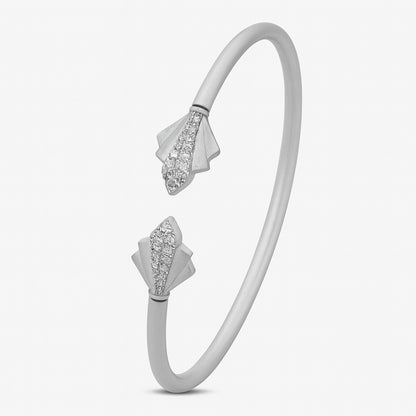 Silver Matte Finish Geometric Open Bangle