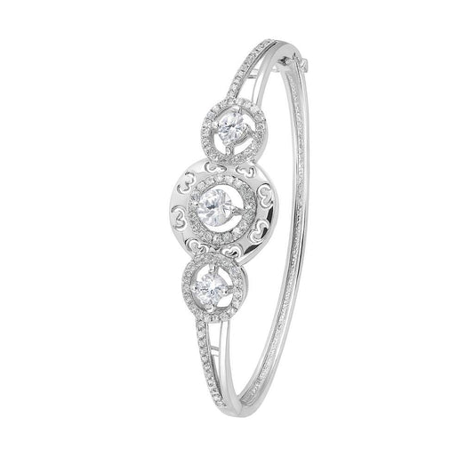 Silver Triple Round CZ Motif Bangle