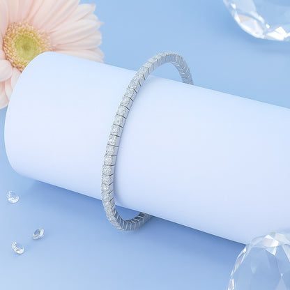 Silver Tennis Bangle with Brilliant Diamonds