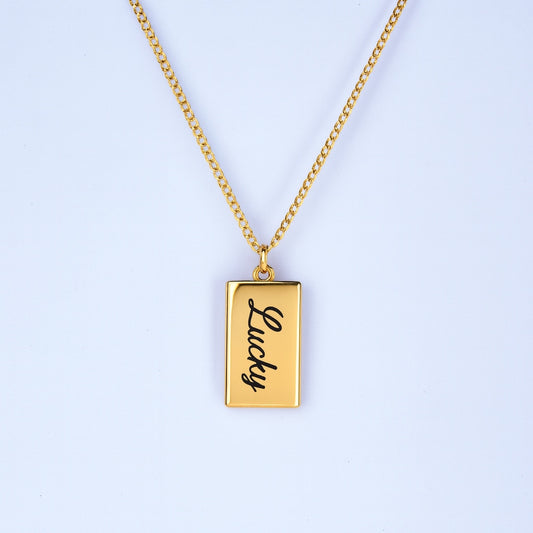 Silver "Lucky" Bar Necklace – Gold Plated