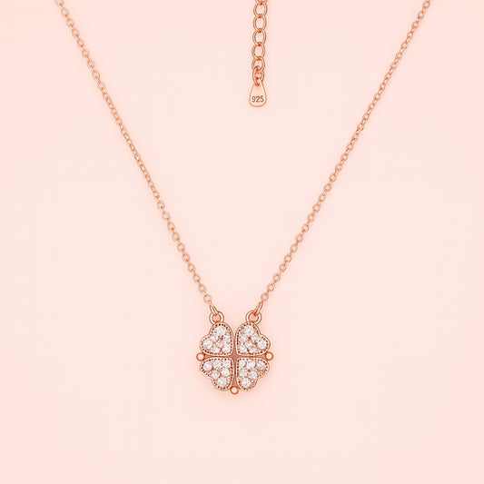 Rose Gold Plated Clover Heart Necklace