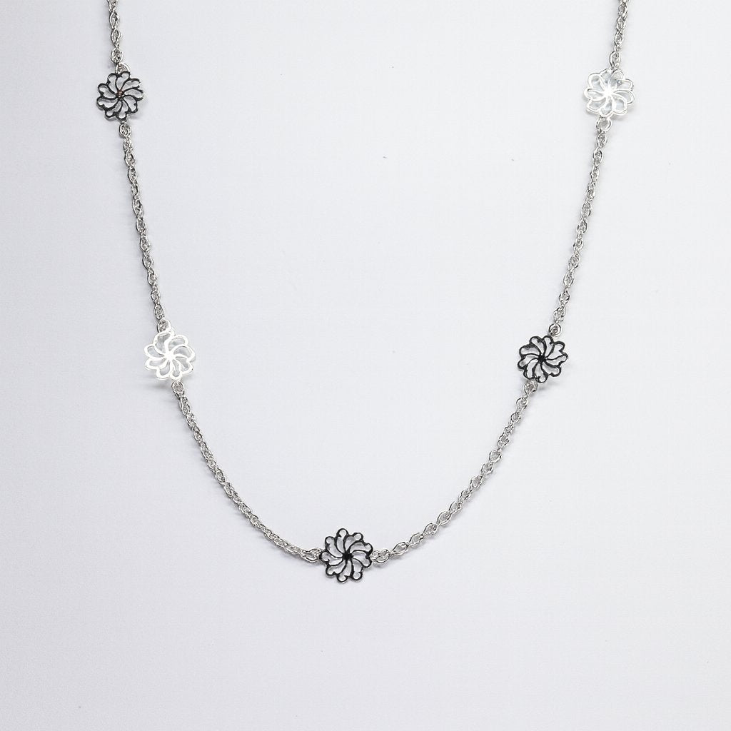 Silver Floral Chain Necklace