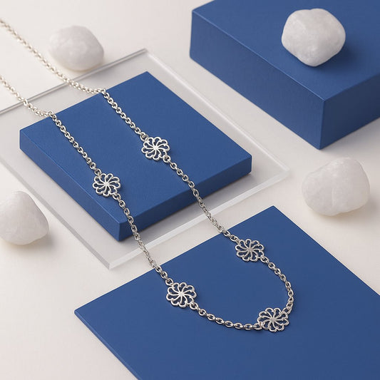 Silver Floral Chain Necklace