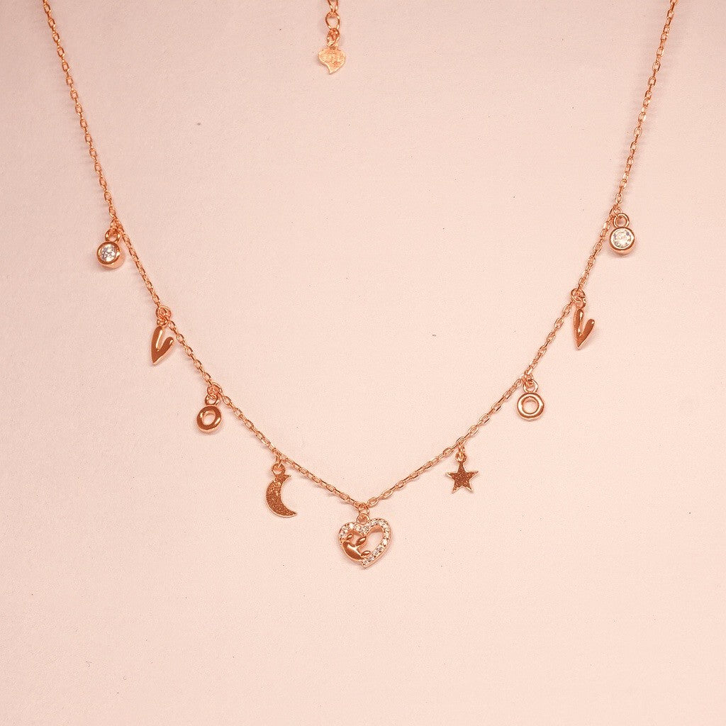 Rose Gold Plated Celestial Charm Necklace