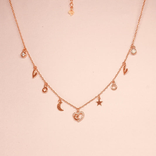 Rose Gold Plated Celestial Charm Necklace
