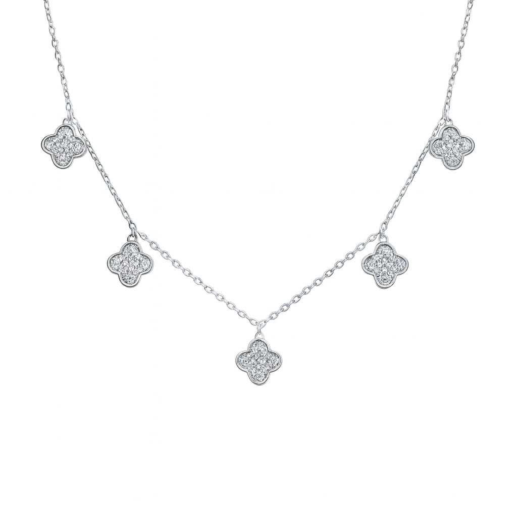 Silver Clover Drop Necklace