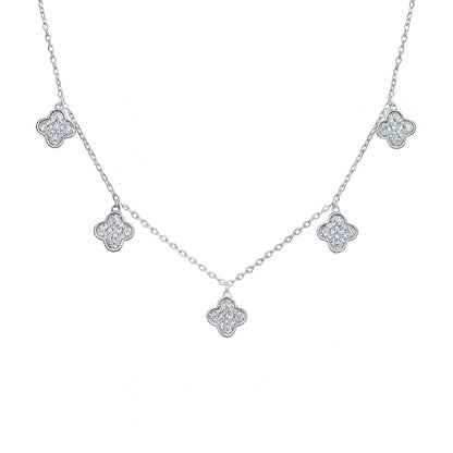 Silver Clover Drop Necklace