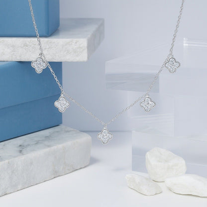 Silver Clover Drop Necklace