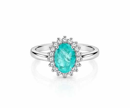 Aqua Halo Gemstone Ring