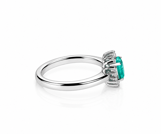 Aqua Halo Gemstone Ring