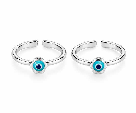 Turquoise Evil Eye Flower Toe Ring