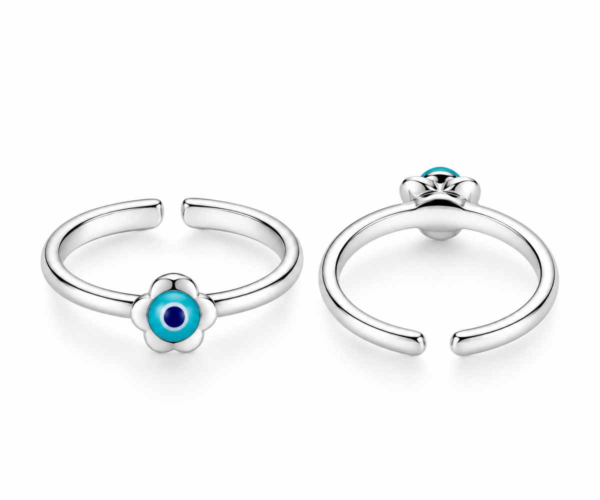 Turquoise Evil Eye Flower Toe Ring