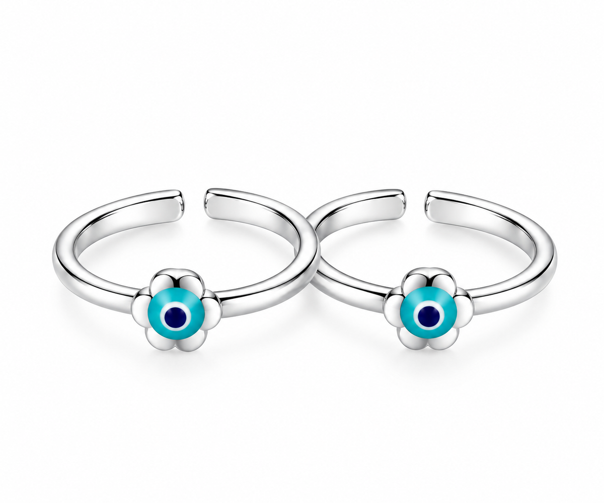 Turquoise Evil Eye Flower Toe Ring
