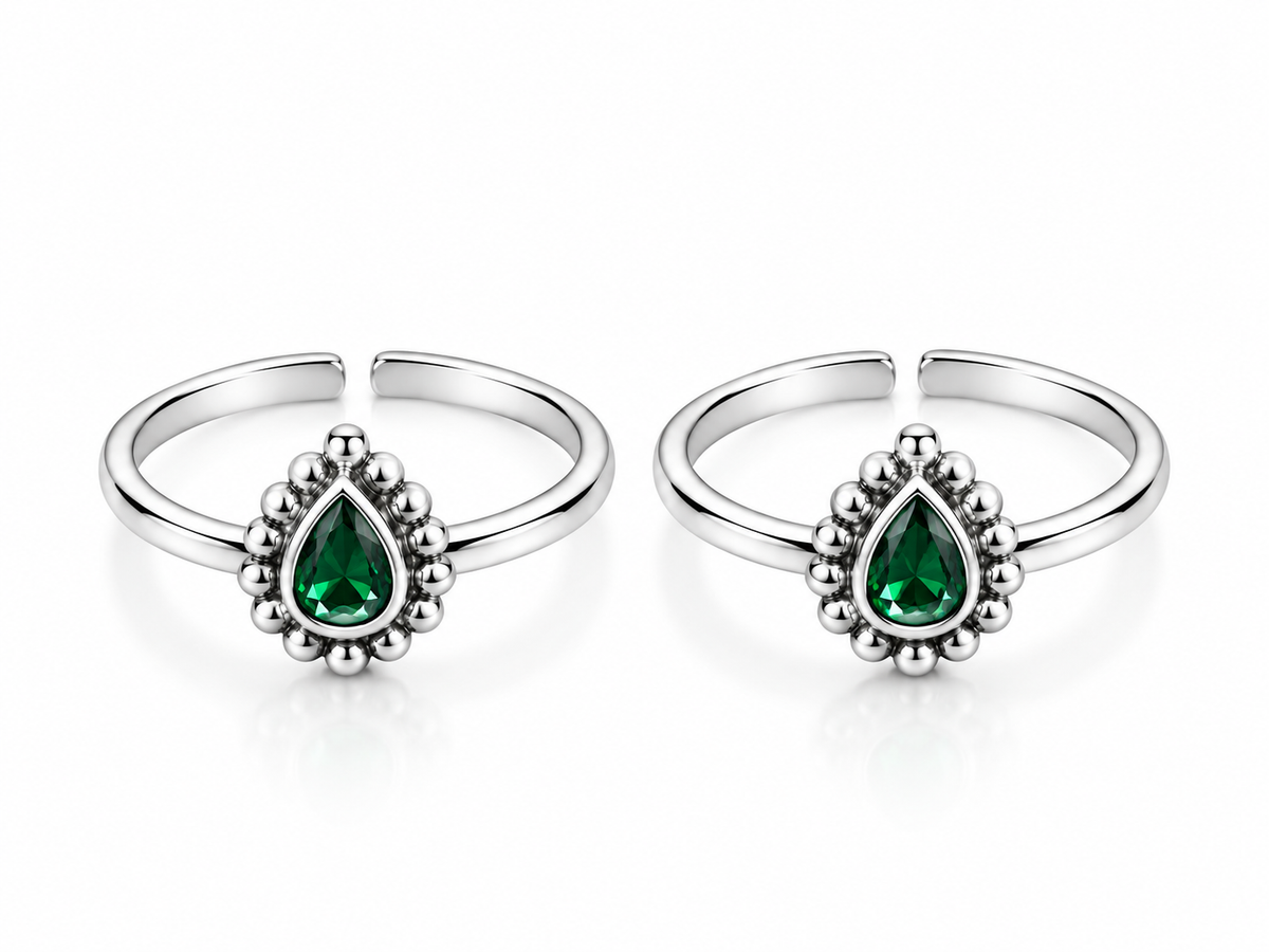 Emerald Teardrop Toe Ring