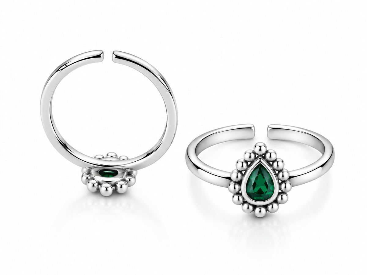 Emerald Teardrop Toe Ring
