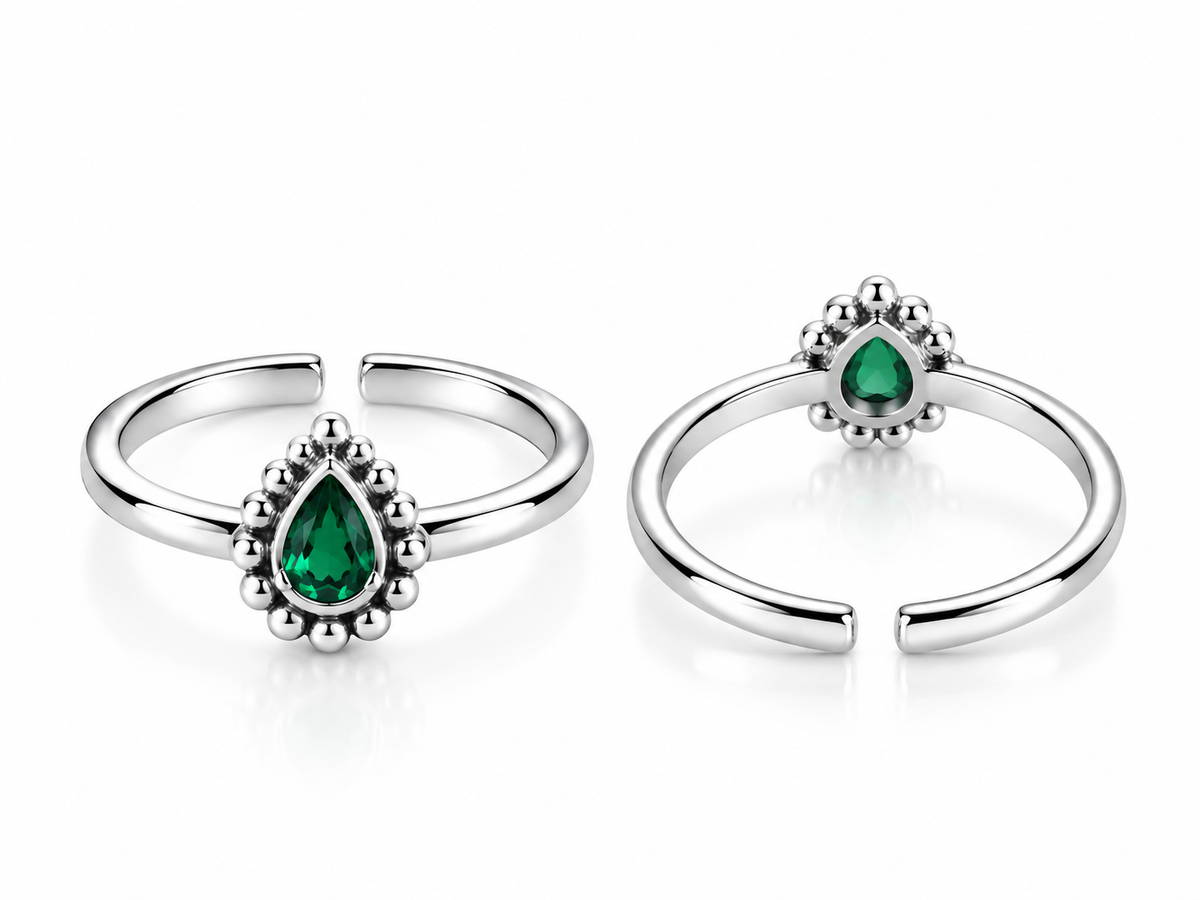 Emerald Teardrop Toe Ring