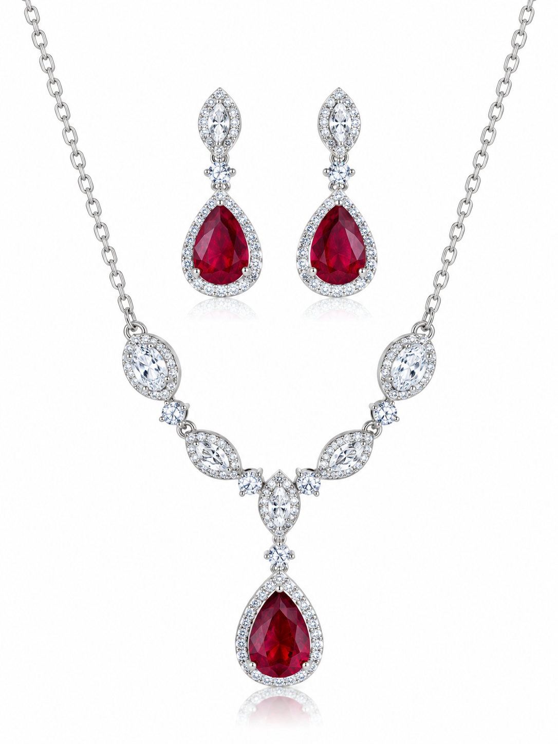 Crimson Elegance Ruby Necklace Set
