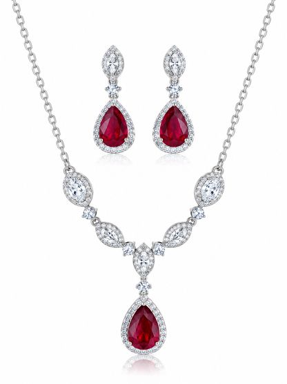 Crimson Elegance Ruby Necklace Set