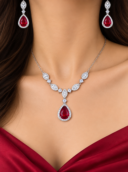 Crimson Elegance Ruby Necklace Set