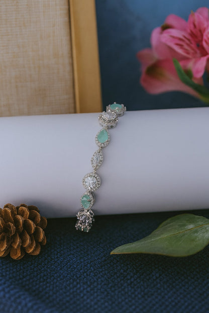 Aqua Luxe Gemstone Silver Bracelet