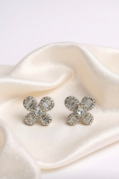 Luxe Baguette Blossom Studs
Premium Flower-Shaped Crystal Ear Studs