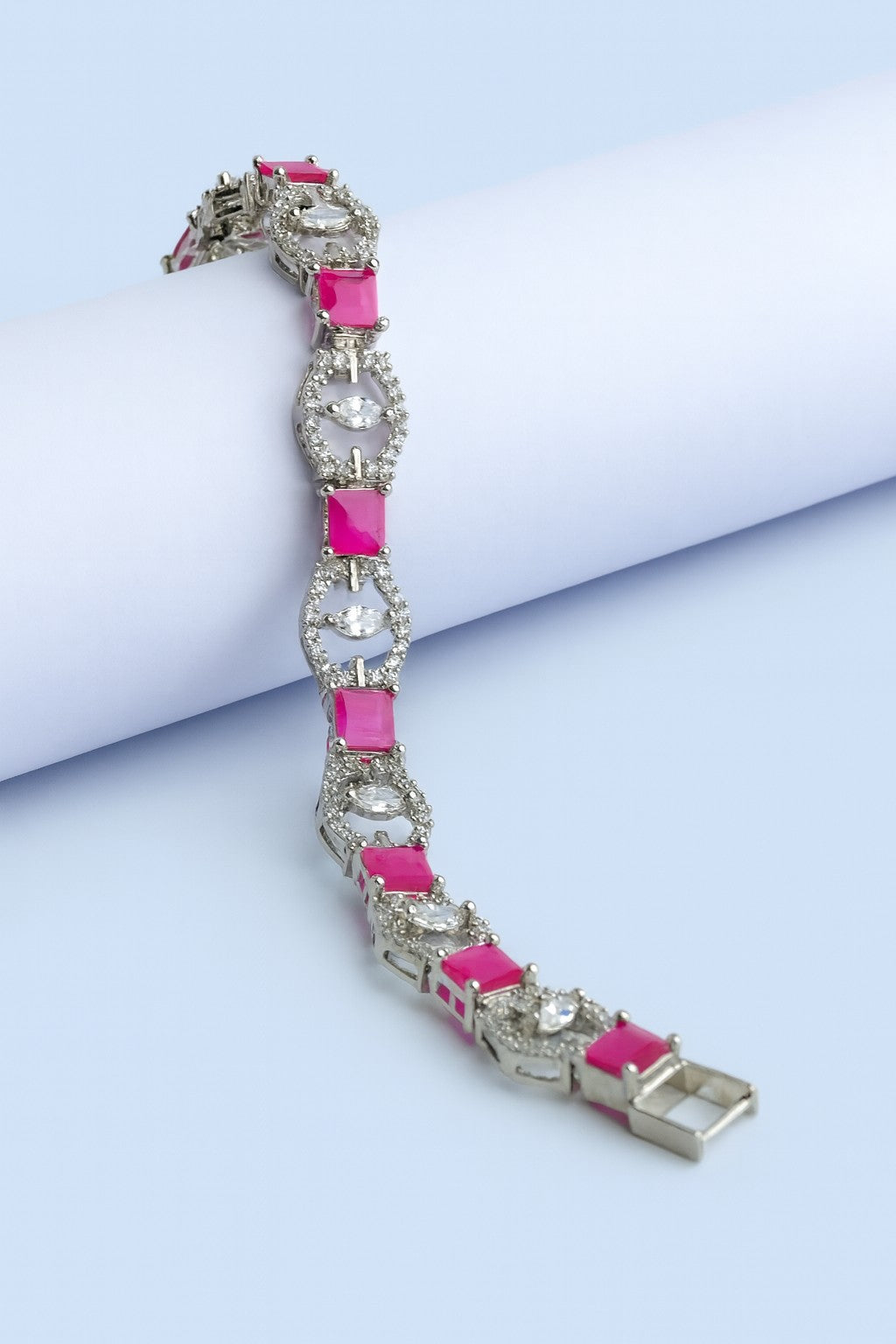 Ruby Pink Luxe Halo Bracelet
