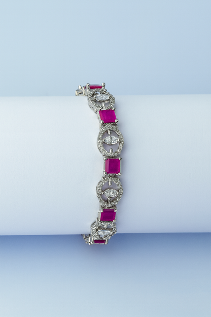 Ruby Pink Luxe Halo Bracelet