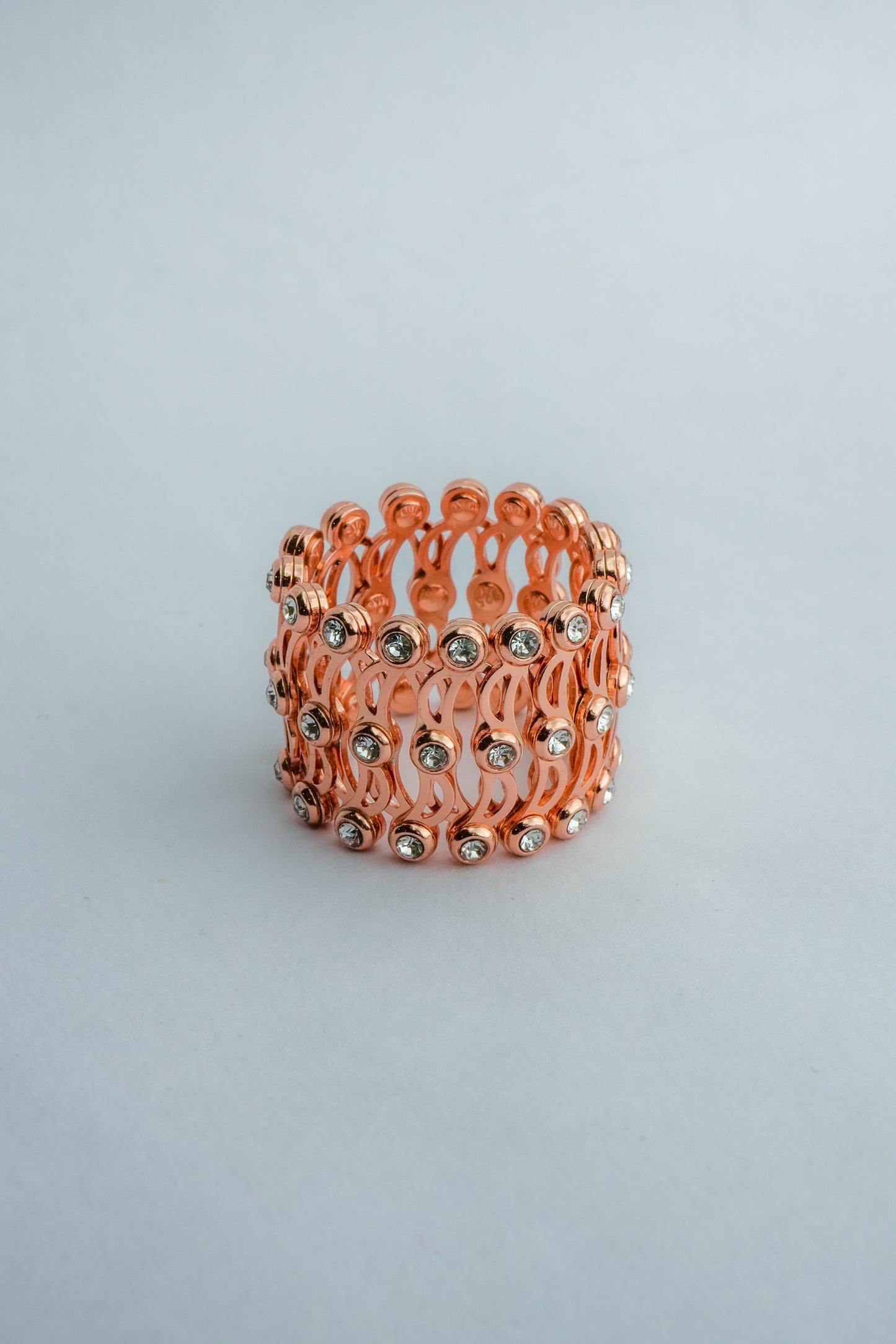 Rose Gold Crystal Mesh Statement Ring