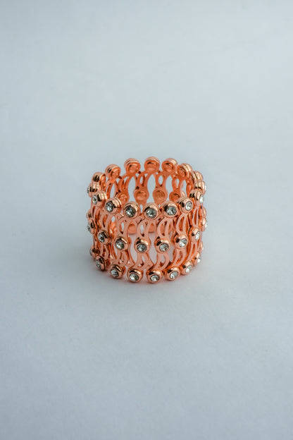 Rose Gold Crystal Mesh Statement Ring