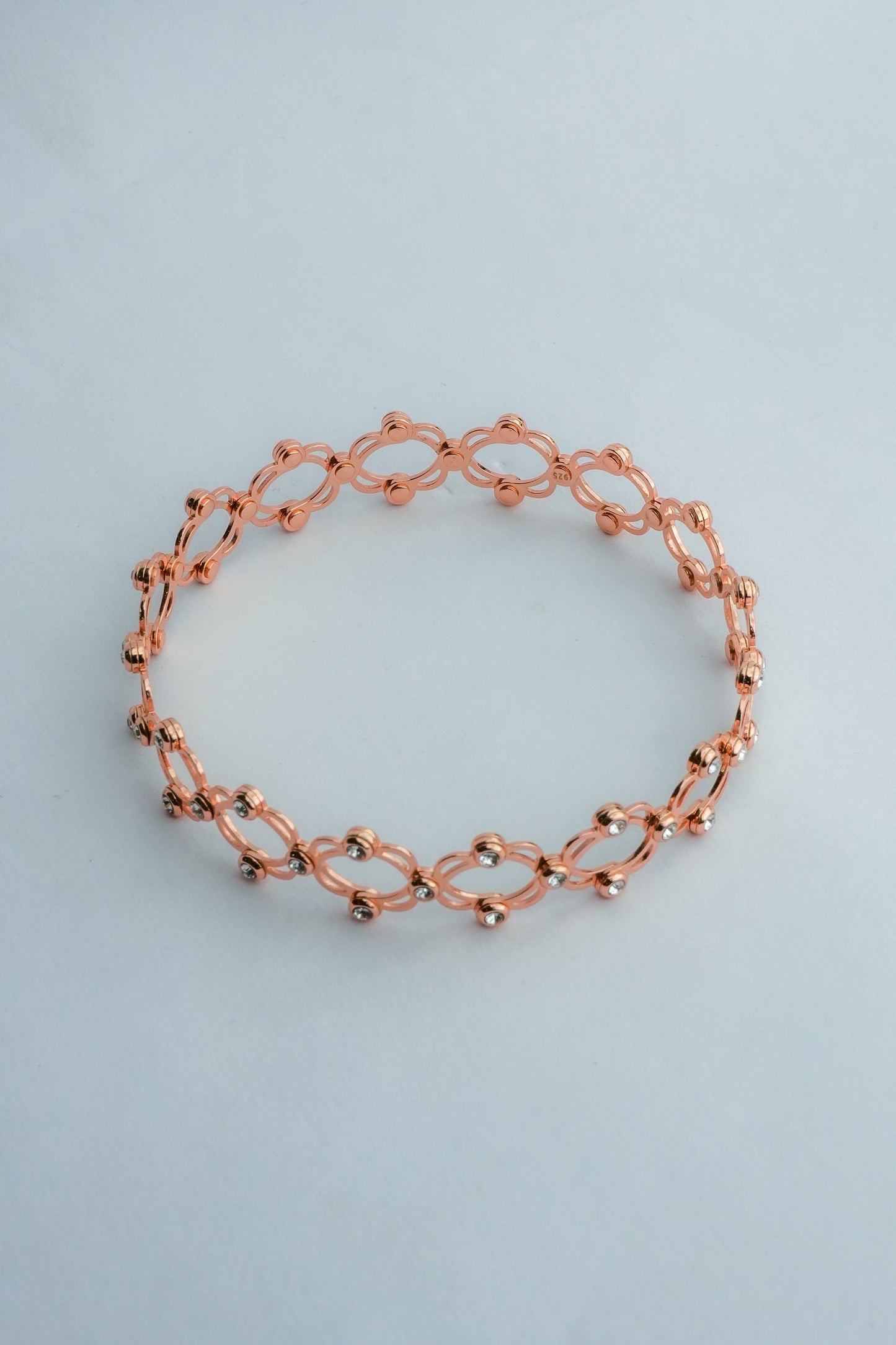 Rose Gold Crystal Mesh Statement Ring