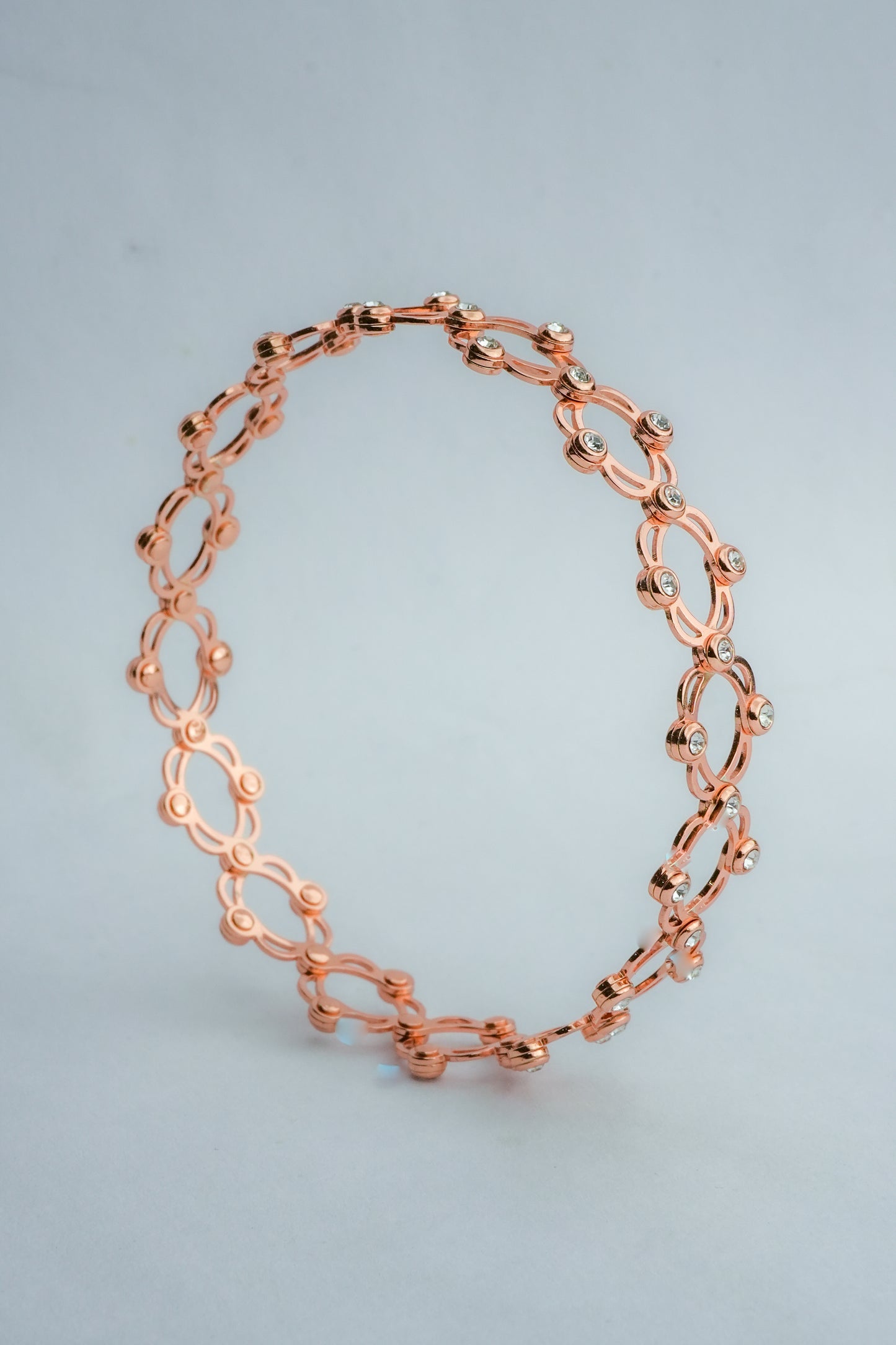 Rose Gold Crystal Mesh Statement Ring