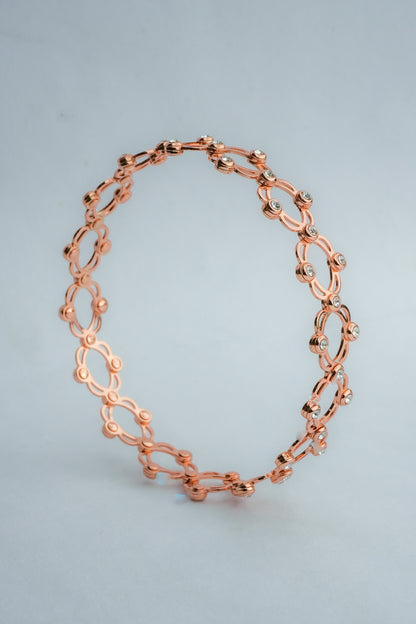 Rose Gold Crystal Mesh Statement Ring