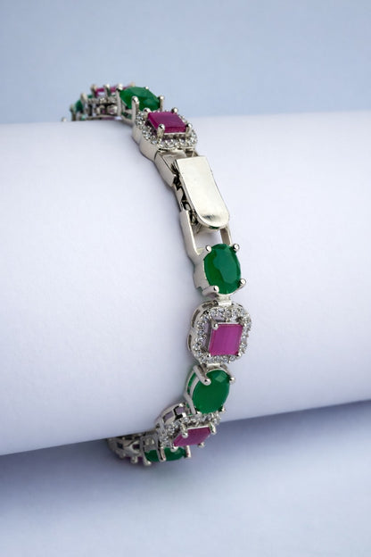 Royal Ruby–Emerald Statement Bracelet