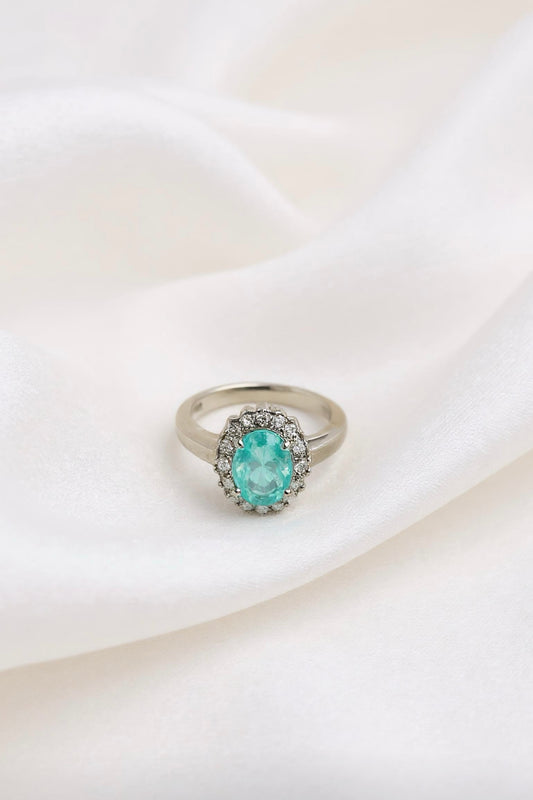 Aqua Halo Gemstone Ring